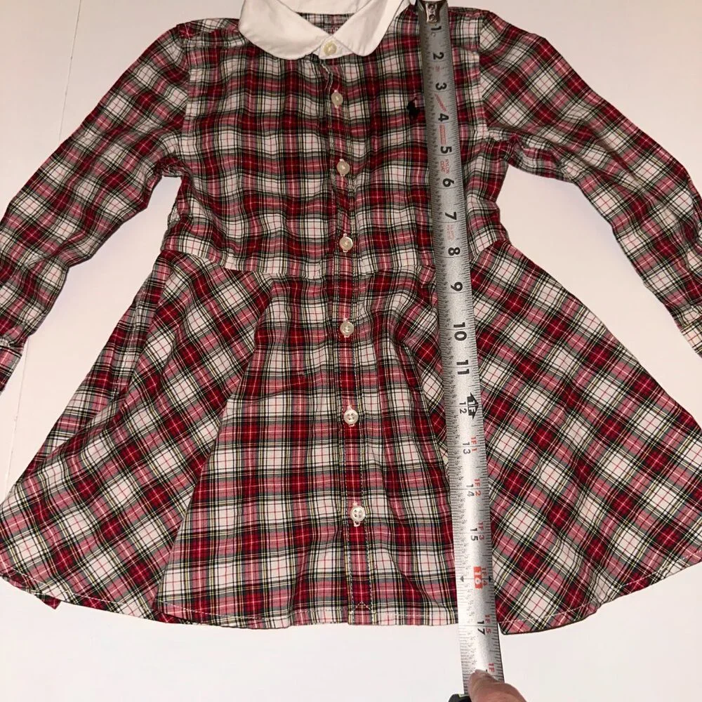POLO RALPH LAUREN PLAID DRESS 24M LONG SLEEVE BUTTON FRONT WITH COLLAR